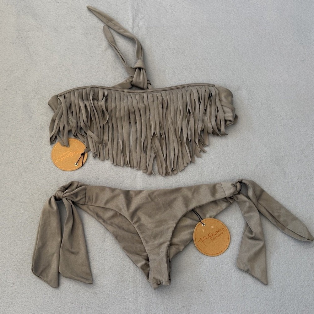 Tori Praver Swimwear Fringe Strapless Bikini Set Size S NWT Boho